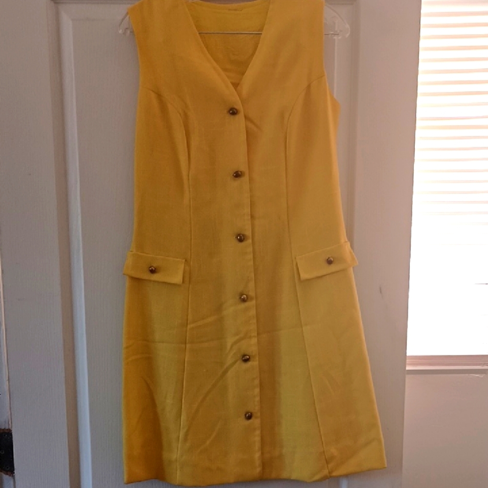 Yellow Sleeveless Button-Down Dress